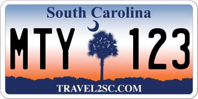 SC license plate MTY123