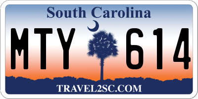 SC license plate MTY614
