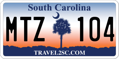 SC license plate MTZ104