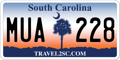 SC license plate MUA228