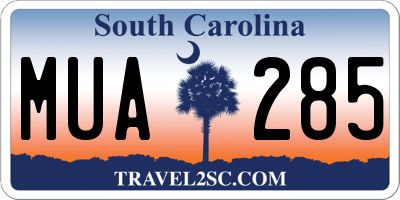 SC license plate MUA285