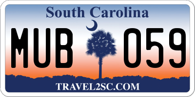 SC license plate MUB059