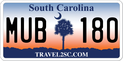 SC license plate MUB180
