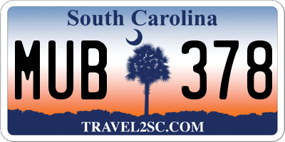 SC license plate MUB378