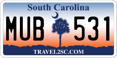 SC license plate MUB531