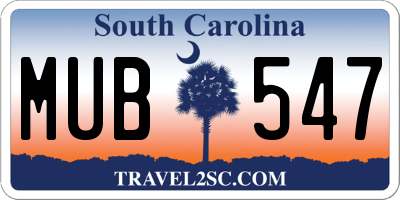 SC license plate MUB547