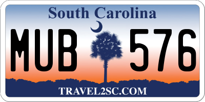 SC license plate MUB576