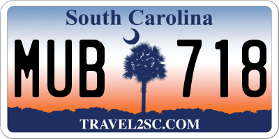 SC license plate MUB718