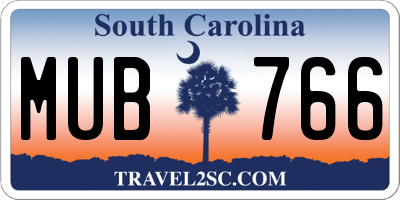 SC license plate MUB766