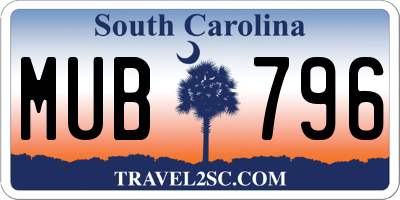 SC license plate MUB796