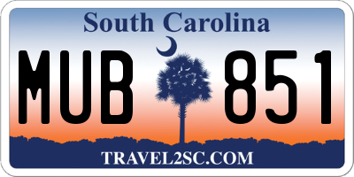 SC license plate MUB851
