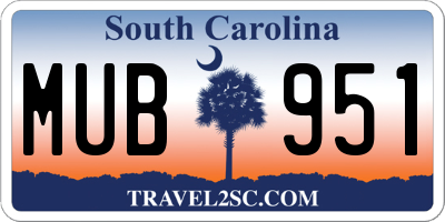 SC license plate MUB951