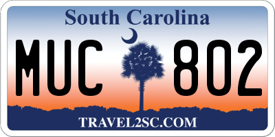 SC license plate MUC802