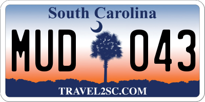 SC license plate MUD043