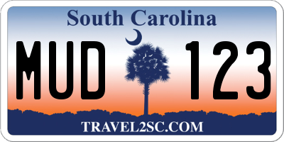 SC license plate MUD123