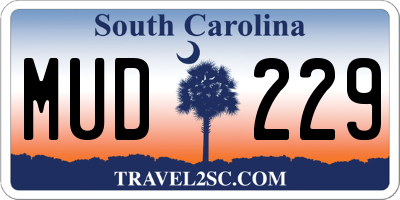 SC license plate MUD229