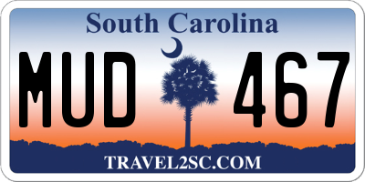SC license plate MUD467
