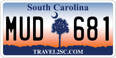 SC license plate MUD681