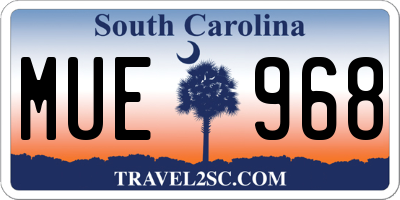SC license plate MUE968