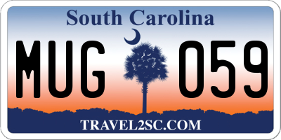 SC license plate MUG059