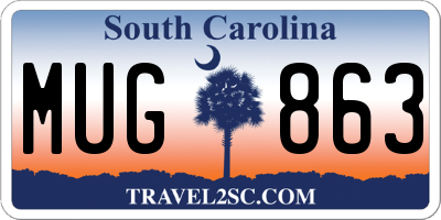 SC license plate MUG863