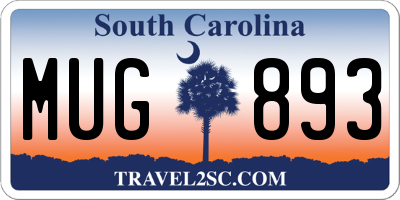 SC license plate MUG893