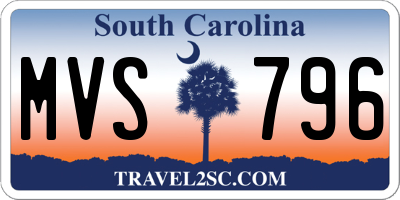 SC license plate MVS796
