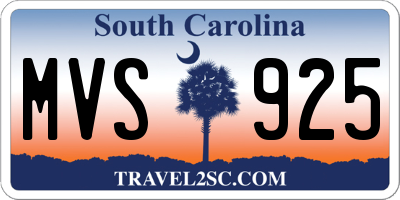 SC license plate MVS925