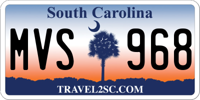 SC license plate MVS968