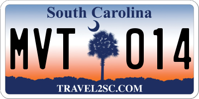 SC license plate MVT014