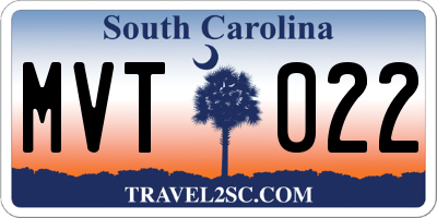 SC license plate MVT022