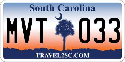 SC license plate MVT033