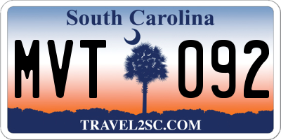 SC license plate MVT092