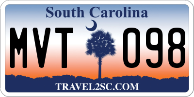 SC license plate MVT098