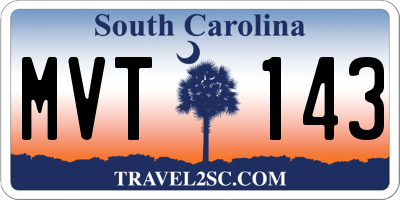 SC license plate MVT143