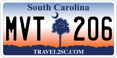 SC license plate MVT206