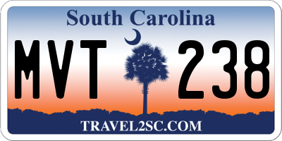 SC license plate MVT238