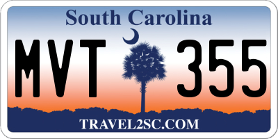 SC license plate MVT355