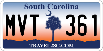 SC license plate MVT361