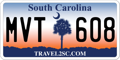SC license plate MVT608