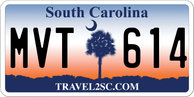SC license plate MVT614