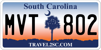 SC license plate MVT802