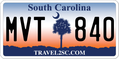 SC license plate MVT840