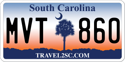 SC license plate MVT860