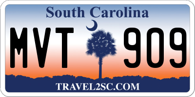 SC license plate MVT909