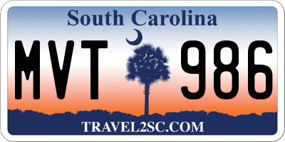SC license plate MVT986