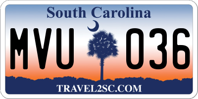 SC license plate MVU036