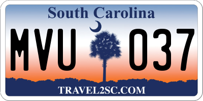SC license plate MVU037