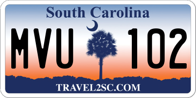 SC license plate MVU102