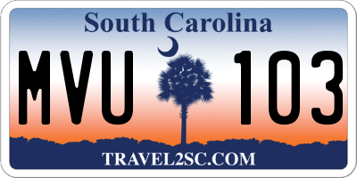 SC license plate MVU103